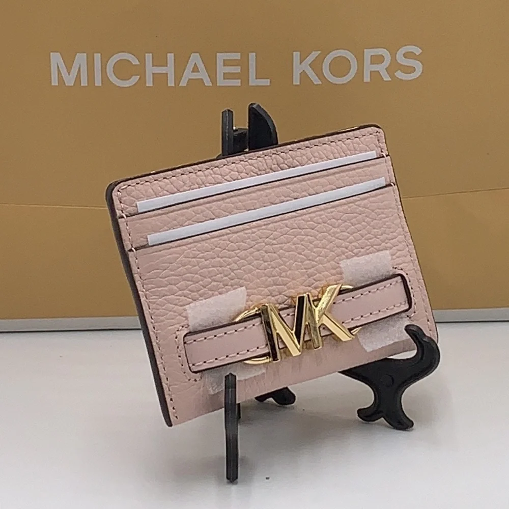 MICHAEL KORS Reed Large Pebbled Leather Card Holder Case Wallet POWDER BLUSH